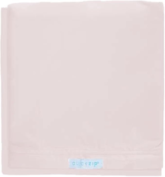 QuickZip Crib Extra Zip-On Sheet (SecureFit Wraparound Base Not Included) - Faster, Safer, Easier Baby Crib Sheets - Blush 100% Cotton - Fits All Standard Crib Mattresses
