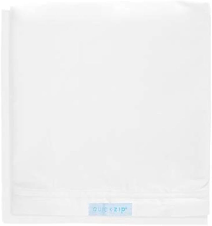 QuickZip Crib Extra Zip-On Sheet (SecureFit Wraparound Base Not Included) - Faster, Safer, Easier Baby Crib Sheets - White 100% Cotton - Fits All Standard Crib Mattresses