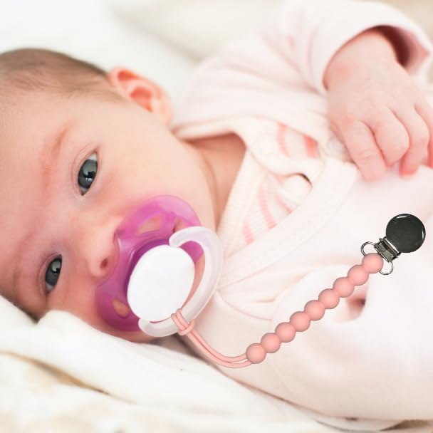 Pacifier Clips for Boys Girls - MORIBOX 4 Pack Paci Clip Soothe Baby Binky Holder for Shower Birthday Gift