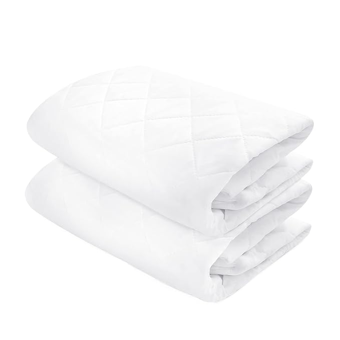 Crib Mattress Protector Waterproof 2 Pack, Quilted Crib Mattress Pad Cover 52" x 28" Extra Soft Breathable Toddler Bed Cover Stretch Up to 8", White
