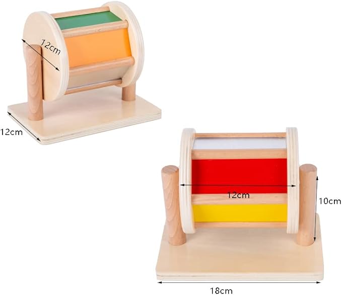 Montessori Baby Toys Play Kit - Montessori Mirror, Peekaboo, Knob Puzzle, Medium Spinning Drum - For 6-12 Months Toddlers