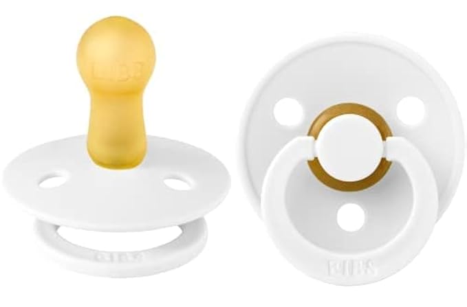 BIBS Pacifiers Colour Collection | Natural Rubber Baby Pacifier | Set of 2 BPA-Free Soothers | Made in Denmark | 6+ Months (Pack of 2) | White