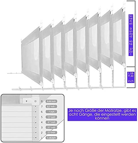 Bed Rail for Toddlers,Extra Long for Twin Full Queen King Size Toddler Bed Rails with Breathable Fabric(1 Side 74" L)