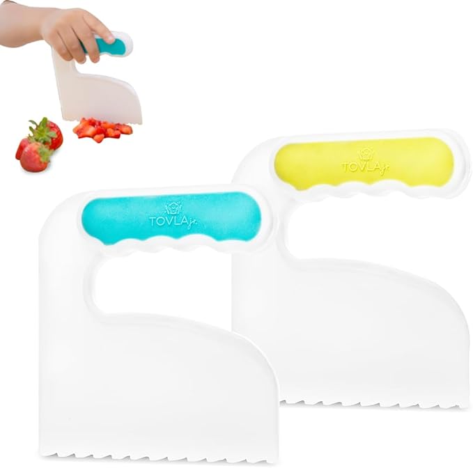TOVLA JR. Toddler Chopper & Cutting Set | Montessori Safe Kitchen Knives for Kids | Promote Kitchen Safety & Confidence | Encourage Picky Eaters