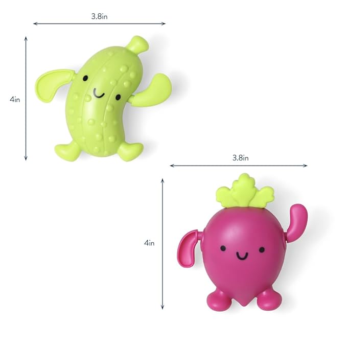 Itzy Ritzy Wind-Up Swimming Bath Toys – Set of 2 Wind-Up Floating Bath Toys - Water Playtime Set for Tub or Pool, Designed for Ages 6 Months and Up (Pickle & Beet)