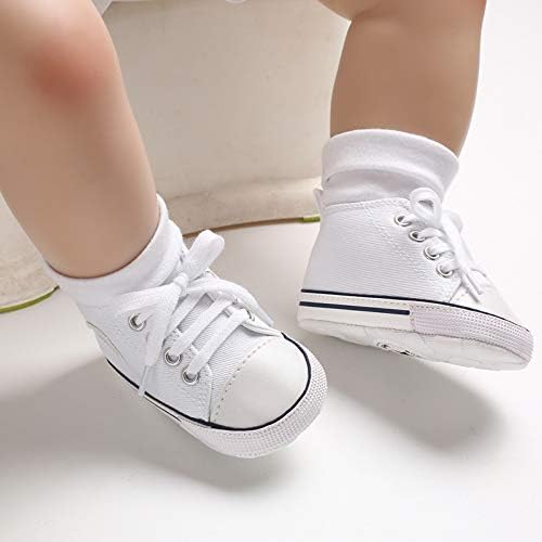 Unisex Baby Boys Girls Shoes, Newborn Infant Non-Slip Canvas Denim High Top Sneakers, Toddler First Walkers Shoes