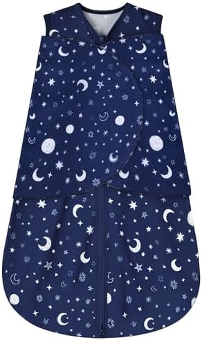 Newborn Sleep Sack Baby Swaddle,Swaddle me 0-3 Month,3-Way Adjustable Wearable Blanket,100% Rayon Cotton Swaddling Sleeping Bag,TOG 0.5 (Starry Sky, 0-3 Months)