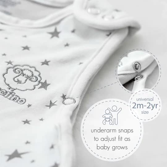 Woolino Toddler Sleeping Sack, 4 Season, Merino Wool and Organic Cotton, Baby Sleep Bag, 2-4 Years, Star Gray