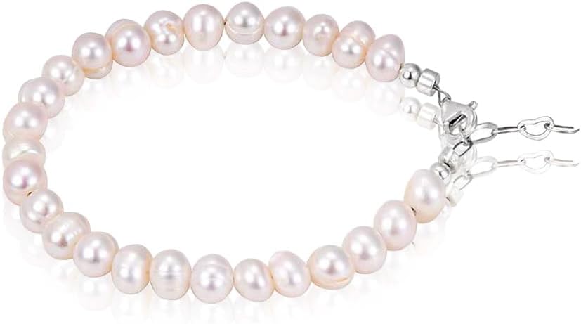 Freshwater Cultured Pearl Bracelet, Baby Bracelets for infant girls Sterling Silver Jewelry keepsake for boys or girls, 1st Birthday Girl, 1 Year Old Girl Gifts