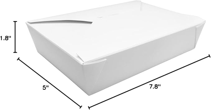 Karat FP-FTG54W 54 fl.oz. 7.8" x 5" X 1.8" Fold-to-Go Box #2, White (Pack of 200)