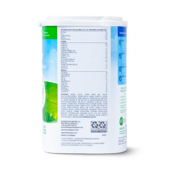 Happy Baby Organics Stage 2 Infant Formula, 6 12 Months, Milk Based Organic Baby Formula Powder with Iron, Probiotics & Prebiotics for Immune & Digestive Support, 22.9 Ounce (Pack of 2)