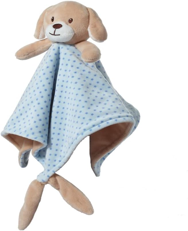 CREVENT Soft Plush Animal Face Security Blankets for Boys and Girls, Great Gifts for Birthday Baby Shower (Blue Dog)