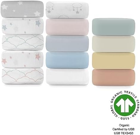 Newton Baby Organic Fitted Crib Sheets (2-Pack) - Ultra Breathable and Soft, 100% Organic Muslin Cotton, Fits All Standard Cribs, White…
