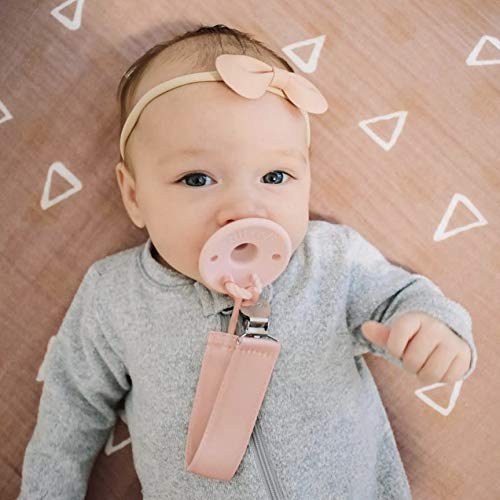 Ali+Oli Linen Strap Pacifier Clip (Flamingo) Set of 3 (10" x 1") Baby Pacifier Holder for Newborn Pacifiers & Teethers, Binky Clips, Silicone-Free Pacifier Clips