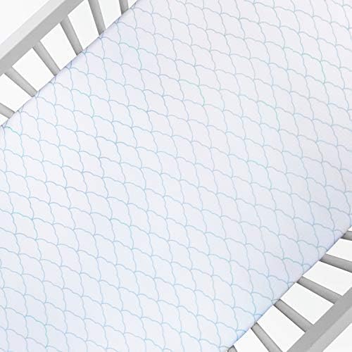 Newton Baby Organic Fitted Crib Sheets - Ultra Breathable and Soft, 100% Organic Muslin Cotton, Dreamweaver Print in Moonstone Mist + Solid White, Fits All Standard Cribs