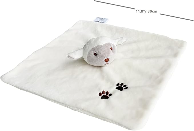 CREVENT Cozy Plush Baby Security Blanket Loveys for Baby Girls Boys, Stuffed Animal Ring Rattle Shaker Toy for Newborns (Sheep)