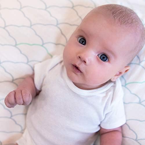 Newton Baby Organic Fitted Crib Sheets - Ultra Breathable and Soft, 100% Organic Muslin Cotton, Dreamweaver Print in Moonstone Mist + Solid White, Fits All Standard Cribs