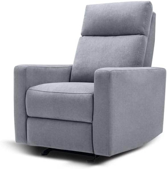 Nurture& The Manual Glider Premium Modern Recliner Nursery Glider Chair with Spill, Stain Proof Fabric | Designed with a Thoughtful Combination of Function and Comfort | Water Repellant (Gray)