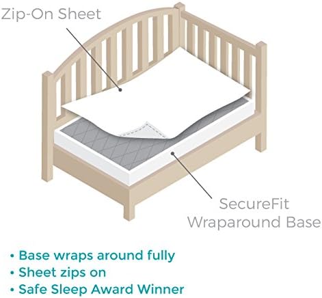 QuickZip Crib Extra Zip-On Sheet (SecureFit Wraparound Base Not Included) - Faster, Safer, Easier Baby Crib Sheets - Blush 100% Cotton - Fits All Standard Crib Mattresses