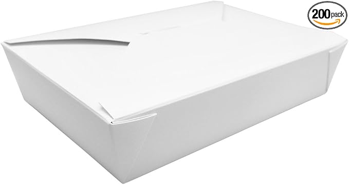 Karat FP-FTG54W 54 fl.oz. 7.8" x 5" X 1.8" Fold-to-Go Box #2, White (Pack of 200)