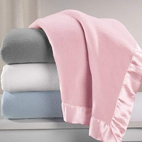 American Baby Company Fleece Blanket with Silk-Like Satin Trim, Soft, Warm & Cozy, Gray, 30" x 40" for Boys and Girls, Perfect for Baby Carrier, Stroller, Travel and Gifting
