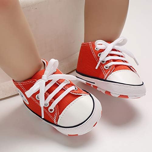 Unisex Baby Boys Girls Shoes, Newborn Infant Non-Slip Canvas Denim High Top Sneakers, Toddler First Walkers Shoes