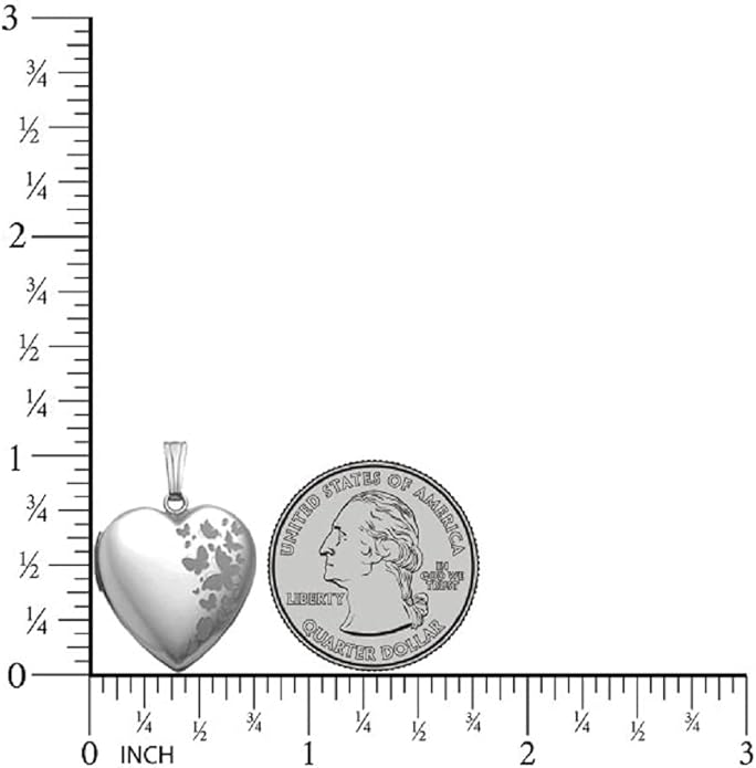PicturesOnGold.com Personalized Heart Shaped Butterflies Photo Locket Necklace - 3/4 inch x 3/4 inch - Includes 18 inch Chain - Custom Engraved Picture Locket Necklace for Women