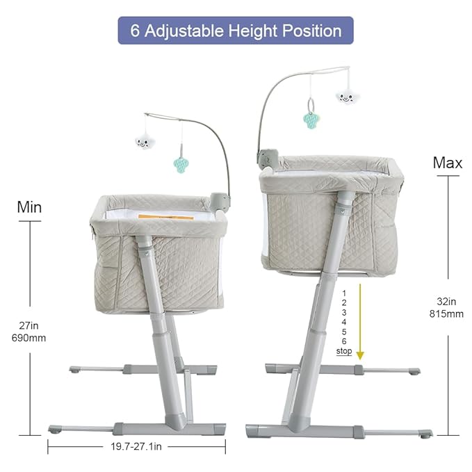RONBEI Baby Bassinet, Bedside Sleeper Cribs,Baby Bed to Bed, Adjustable, Portable for Newborn, Infant/Baby Boy/Baby Girl