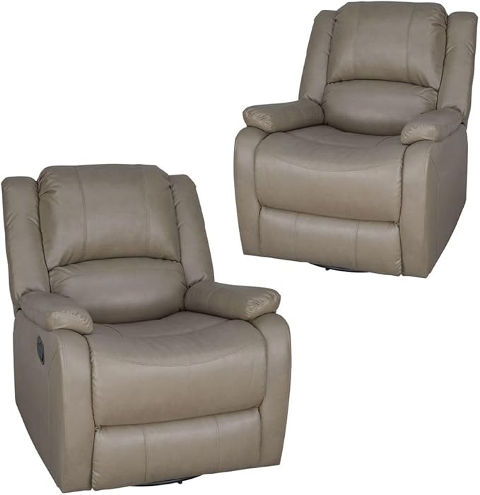 RecPro Charles Collection | 30" Swivel Glider RV Recliner | RV Living Room (Slideout) Chair | RV Furniture | Glider Chair (Putty, 2-Pack)