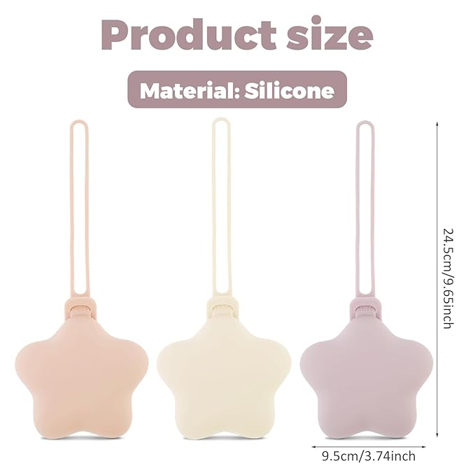 3 Pcs Silicone Pacifier Holder Case Safe and Soft Material Pacifier Pouch Portable Pacifier Case Protective Pacifier Storage Case Easy to Clean for Diaper Bag Stroller