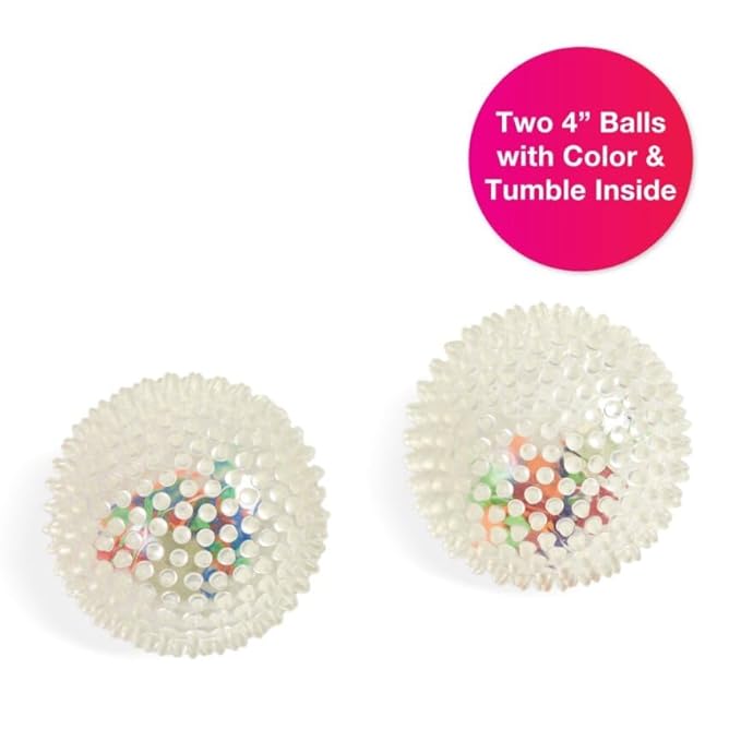 Edushape Colorbits Sensory Ball for Baby - Set of 2 Deflated Transparent Balls with Bright Bits Color Tumble Inside - Great Stocking Stuffer, Toddler Ball for Baby, Enhances Gross Motor Skills