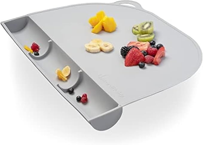 UpwardBaby 100% Silicone Baby Placemat (Gray) - Food-Catching Table Mat - Non-Slip Backing, BPA-Free, Dishwasher Safe- Toddler Eating Mat & Baby Silicone Suction Placemat