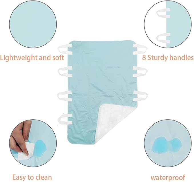Bed Pads for Incontinence Washable Positioning Bed Pad with 8 Handles Washable Reusable Incontinence Mattress Protector Waterproof Bed Pads Incontinence Uderpads for Bedridden Elderly 52” x 36” (1)