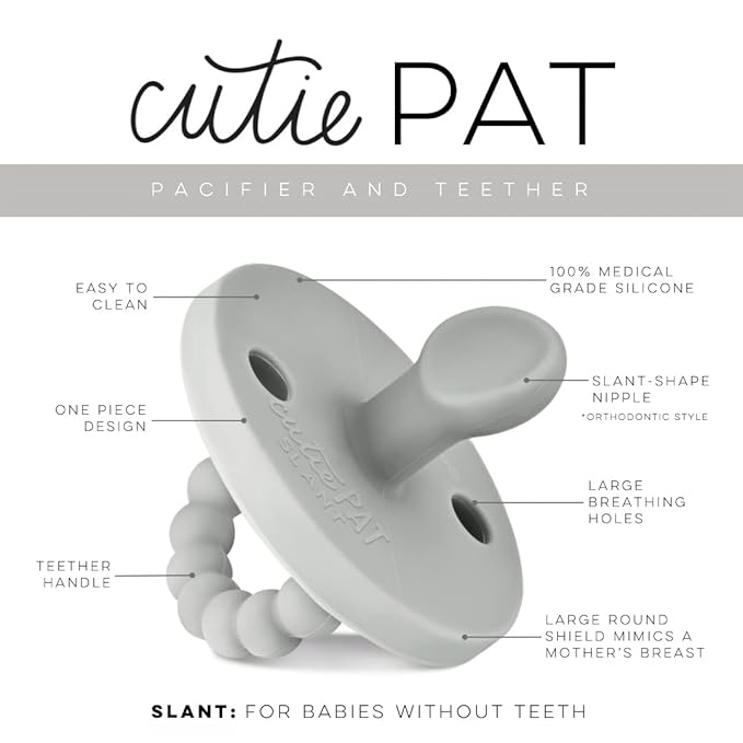 Ryan & Rose Cutie PAT Pacifier Teether (Slant, Grey)