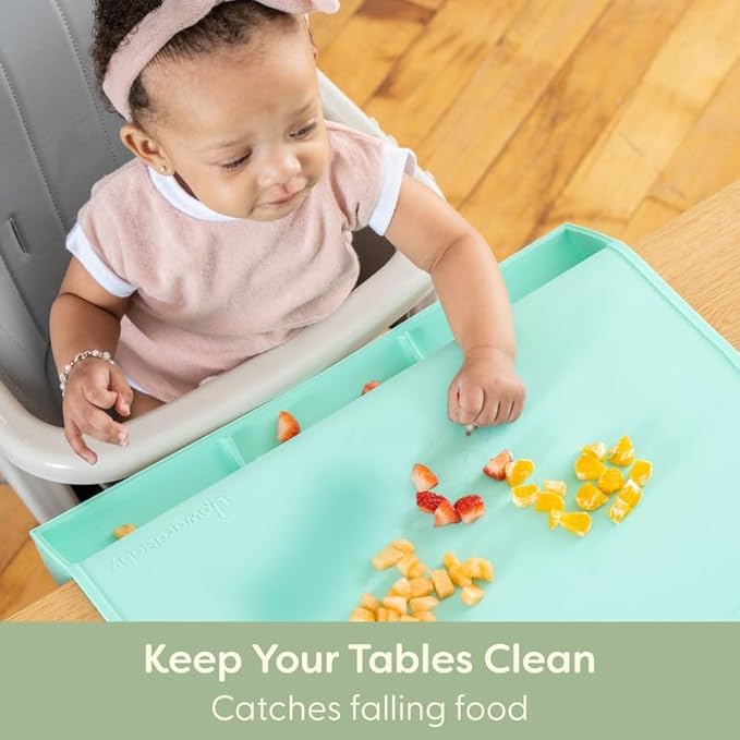 UpwardBaby 100% Silicone Baby Placemat (Mint Green) - Food-Catching Table Mat - Non-Slip Backing, BPA-Free, Dishwasher Safe- Toddler Eating Mat & Baby Silicone Suction Placemat