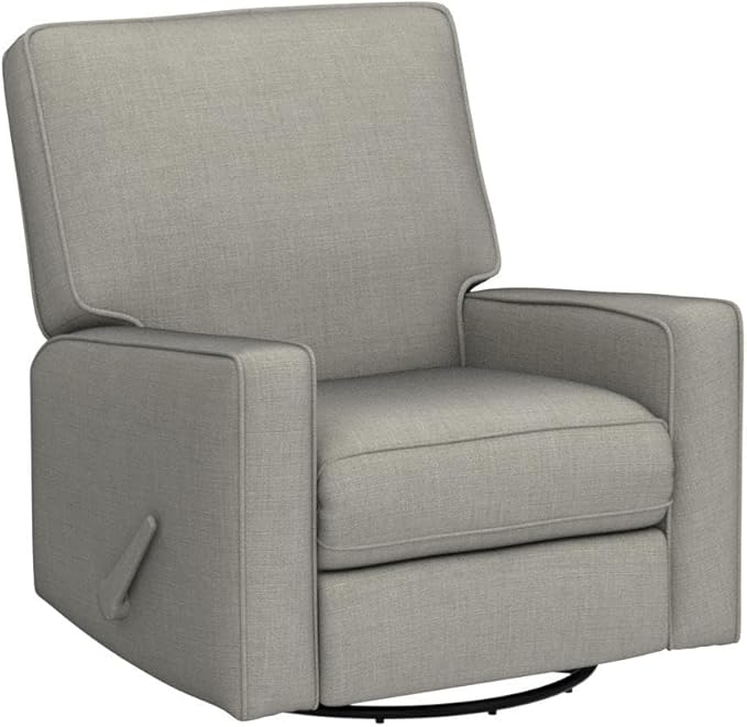 Harkawon Swivel Rocker Recliner Chair, Glider Rocker Recliner, Rocking Chair Nursery, Fabric Chair with High Back, Deep Seat, for Living Room, Bedroom (Brownish Grey-tan)