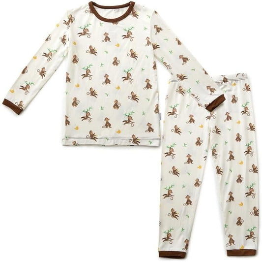 Toddler Pajamas – 95% Bamboo Viscose, 5% Spandex – Soft, Breathable Long-Sleeve Pajama Set for Kids, Sleepwear, Imported