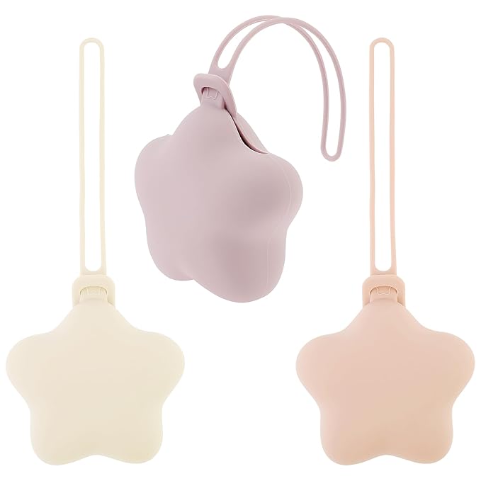 3 Pcs Silicone Pacifier Holder Case Safe and Soft Material Pacifier Pouch Portable Pacifier Case Protective Pacifier Storage Case Easy to Clean for Diaper Bag Stroller