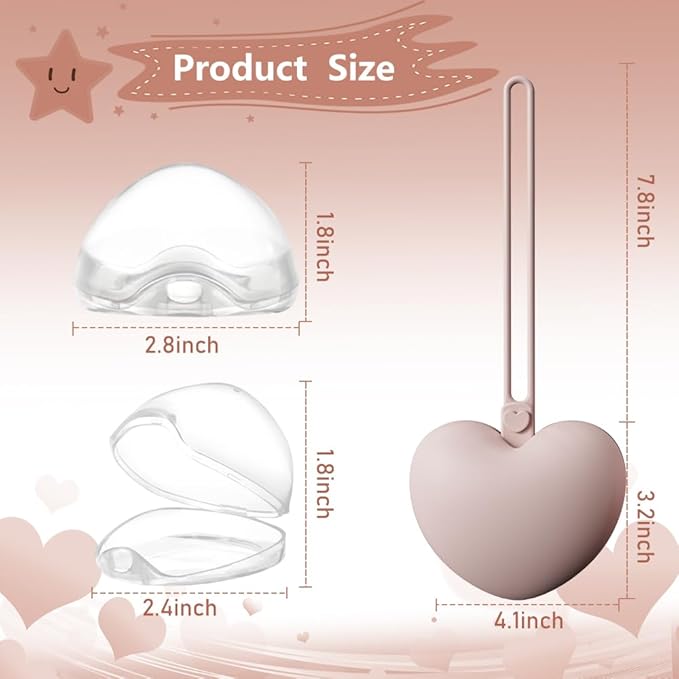 4pcs Pacifier Holder Case Set, 2pcs Silicone Portable Pacifier Pouch and 2pcs Transparent Pacifier Storage Container, Cute Heart Shape Pacifier Storage Case for Newborn Baby(Green+Blue)