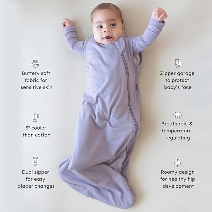 KYTE BABY Unisex Sleep Bag for Babies and Toddlers, 0.5 Tog, 97% Rayon made from Bamboo, 3% Spandex (Large, Taro)