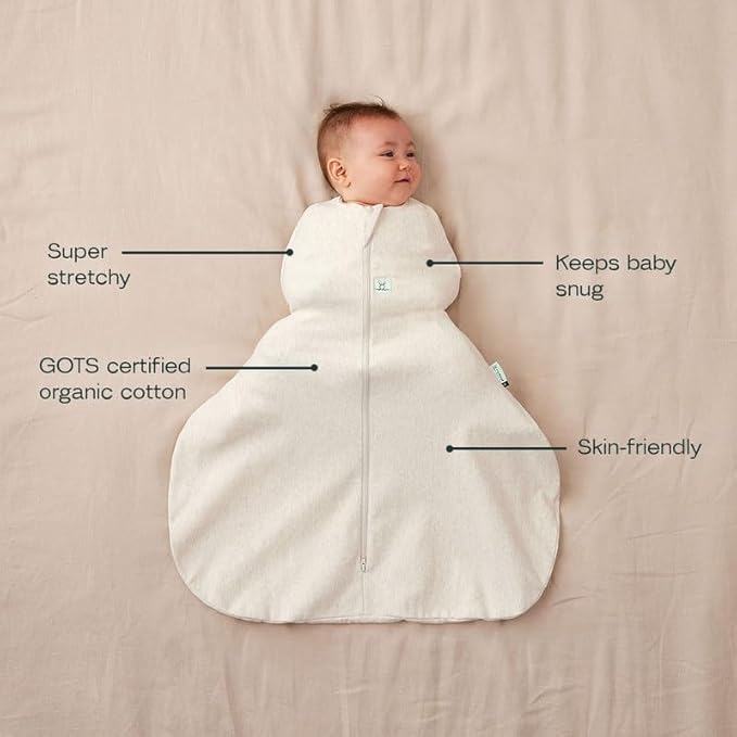 ergoPouch 1.0 TOG Hip Harness Cocoon Swaddle Bag, Breathable Baby Sleep Bag for Hip Health, Snug and Gentle (3-6 Months, Oatmeal Marle)