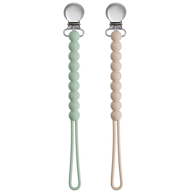 Pacifier Clips for Boys - MORIBOX Paci Clip Soothe Baby Binky Holder for Shower Birthday Gift 2 Pack