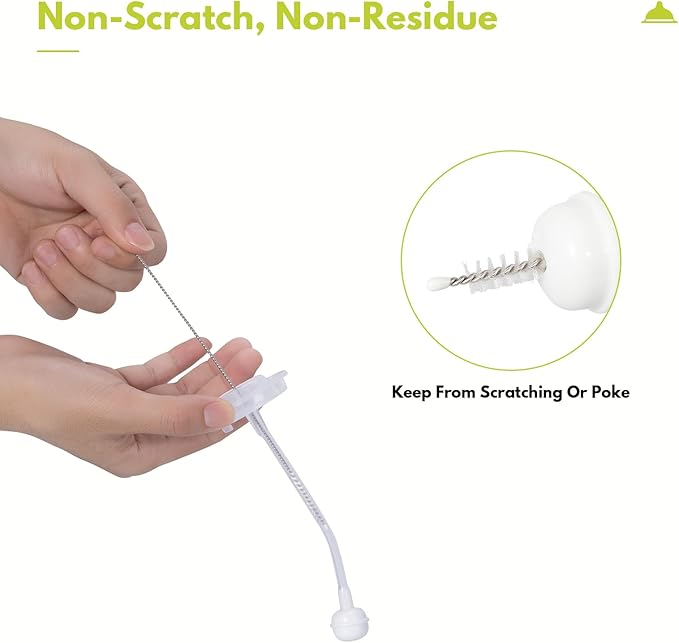2 Pack Baby Bottle Brush with 4 Pack Straw Brushes, 10.2" Nylon Brushe with Nipple Cleaner and Stand Suction Cup, Blue
