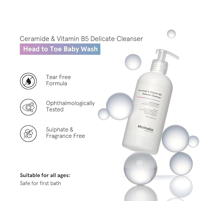 Minimalist Baby Gentle Head to Toe Wash | Tear-free | pH 5.5 | Proven Safe & Pediatrician Approved Baby Wash | Ceramide & Vitamin B5 Delicate Cleanser | 13.52 Fl Oz / 400ml