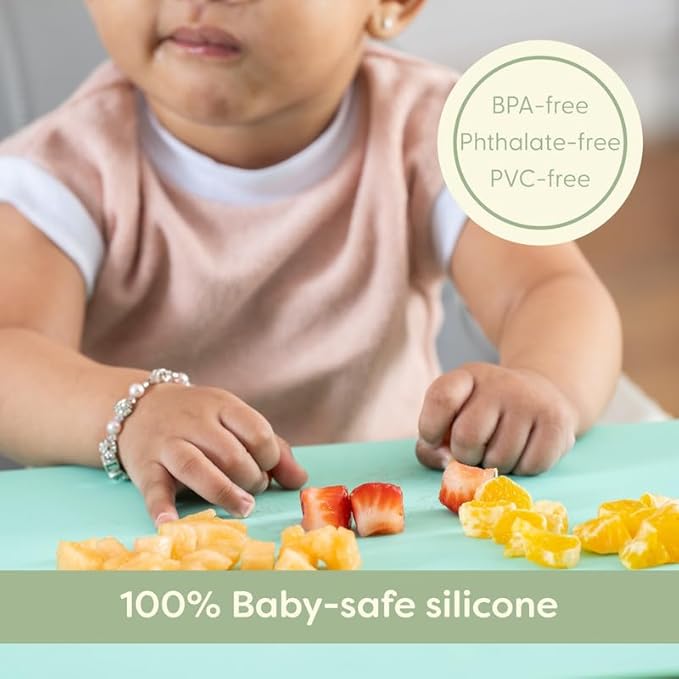 UpwardBaby 100% Silicone Baby Placemat (Mint Green) - Food-Catching Table Mat - Non-Slip Backing, BPA-Free, Dishwasher Safe- Toddler Eating Mat & Baby Silicone Suction Placemat