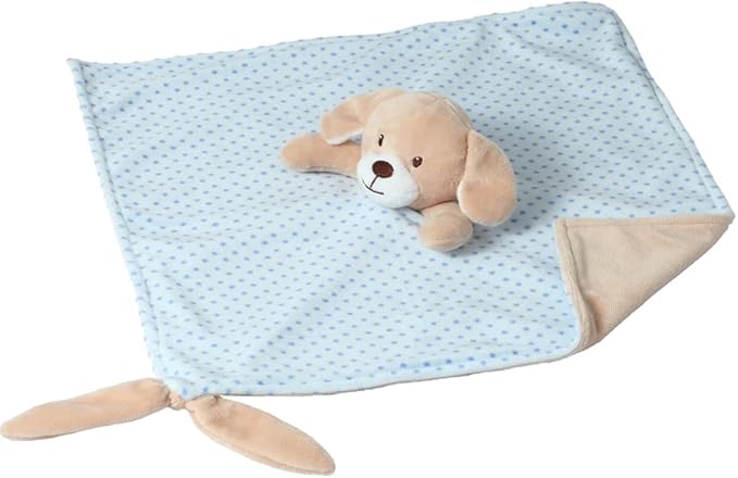 CREVENT Soft Plush Animal Face Security Blankets for Boys and Girls, Great Gifts for Birthday Baby Shower (Blue Dog)