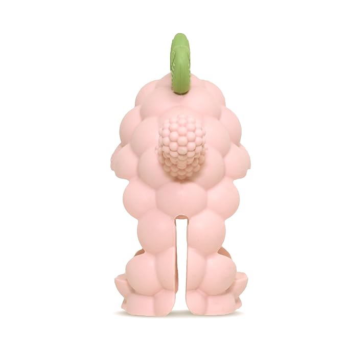 RaZbaby RaZberry Grip Silicone Teether Toy for 3M+ | Drop Resistant Hand Held Teether for Babies and Infants - Designed by Nature with Our Patented BerryBumps Multitextured Design | 3M+, Pink