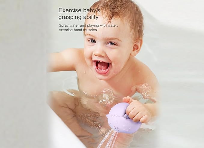 Safe Sensory Bath Toy Set for Baby Toddlers Dragon Family Set BPA Free Food Grade Silicone Tub Toys Perfect as a Bath or Shower Toys for Bathtub Pool Water Play Fun(4pack)