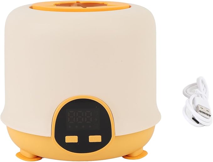 Automatic Baby Bottle Shaker, Low Noise Digital Display Cordless Baby Bottle Mixer Baby Formula Mixer Formula Pitcher for 50‑80mm Bottles (Yellow)