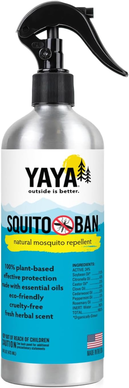 Yaya Organics Mosquito Repellent | All Natural Bug Spray Made with Essential Oils, Family Friendly, Deet-Free | 16 Ounce Spray, 2-Pack